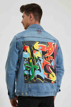 Load image into Gallery viewer, Redtag-Indigo-Denim-Jacket-With-Back-Print-Colour:Indigo,-Filter:Men's-Clothing,-Men-Jackets,-New-In,-New-In-Men,-Non-Sale,-Section:Men,-W21B-Men's-