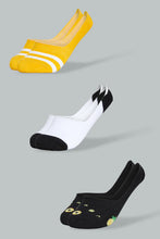 Load image into Gallery viewer, Redtag-Black/Orange/White-Yarn-Dyed-Invisible-Socks-(3-Pack)-Invisible-Women's-