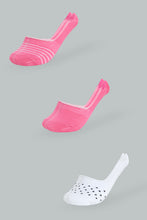 Load image into Gallery viewer, Redtag-Pink/White-Yarn-Dyed-Stripe-And-Polka-Invisible-Socks-(3-Pack)-365,-Colour:Assorted,-Filter:Women's-Clothing,-New-In,-New-In-Women,-Non-Sale,-Section:Women,-Women-Socks-Women's-