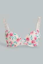 Load image into Gallery viewer, Redtag-Ivory-Floral-Printed-T-Shirt-Bra-T-Shirt-Bras-Women's-