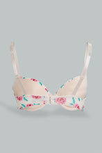 Load image into Gallery viewer, Redtag-Ivory-Floral-Printed-T-Shirt-Bra-T-Shirt-Bras-Women's-