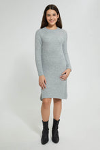 Load image into Gallery viewer, Redtag-Mid-Grey-Highneck-Sweater-Dress-Dresses-Senior-Girls-9 to 14 Years