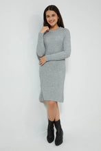 Load image into Gallery viewer, Redtag-Mid-Grey-Highneck-Sweater-Dress-Dresses-Senior-Girls-9 to 14 Years