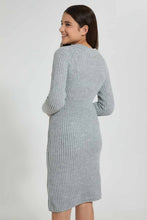 Load image into Gallery viewer, Redtag-Mid-Grey-Highneck-Sweater-Dress-Dresses-Senior-Girls-9 to 14 Years