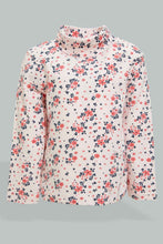 تنزيل الصورة على معرض الصور، Redtag-Pink-Floral-High-Neck-T-Shirt-Long-Sleeves-Infant-Girls-3 to 24 Months