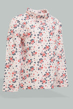 تنزيل الصورة على معرض الصور، Redtag-Pink-Floral-High-Neck-T-Shirt-Long-Sleeves-Infant-Girls-3 to 24 Months