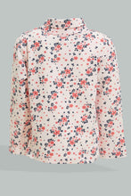 تنزيل الصورة على معرض الصور، Redtag-Pink-Floral-High-Neck-T-Shirt-Long-Sleeves-Infant-Girls-3 to 24 Months