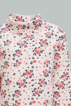 تنزيل الصورة على معرض الصور، Redtag-Pink-Floral-High-Neck-T-Shirt-Long-Sleeves-Infant-Girls-3 to 24 Months