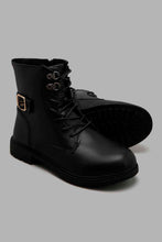 Load image into Gallery viewer, Redtag-Black-Chukka-Boots-With-Buckle-Belt-Trim-Character,-Colour:Black,-Filter:Girls-Footwear-(5-to-14-Yrs),-GSR-Boots,-New-In,-New-In-GSR-FOO,-Non-Sale,-W21B--