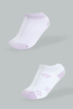 Load image into Gallery viewer, Redtag-White/Purple-Ankle-Socks-2Pcs-Pack-365,-Colour:Assorted,-Filter:Senior-Girls-(9-to-14-Yrs),-GSR-Socks,-New-In,-New-In-GSR,-Non-Sale,-Section:Kidswear-Senior-Girls-