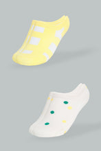 Load image into Gallery viewer, Redtag-White/Mustard-Invisible-Socks-2Pcs-Pack-365,-Colour:Assorted,-Filter:Senior-Girls-(9-to-14-Yrs),-GSR-Socks,-New-In,-New-In-GSR,-Non-Sale,-Section:Kidswear-Senior-Girls-