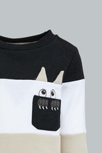 تنزيل الصورة على معرض الصور، Redtag-Beige-Black-And-White-Novelty-Style-Jog-Sets-Infant-Boys-3 to 24 Months