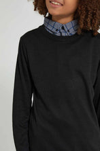 تنزيل الصورة على معرض الصور، Redtag-Black-Collared-Plain-Pullover-Pullovers-Senior-Boys-9 to 14 Years