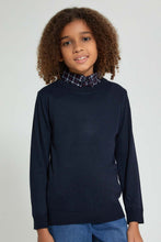 Load image into Gallery viewer, Navy Pullover With Shirt Collar