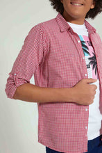 تنزيل الصورة على معرض الصور، Redtag-Red-Check-With-T-Shirt-Casual-Shirts-Senior-Boys-9 to 14 Years