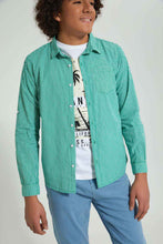 تنزيل الصورة على معرض الصور، Redtag-Green-Check-With-T-Shirt-Casual-Shirts-Senior-Boys-9 to 14 Years