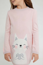 تنزيل الصورة على معرض الصور، Redtag-Assorted-Cat-Embroidery-Sweater-Dress-Dresses-Girls-2 to 8 Years