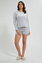 Load image into Gallery viewer, Redtag-Grey-Embroideredossed-Fleece-Cami-And-Short-Set-Cami-Sets-Women's-