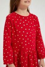 تنزيل الصورة على معرض الصور، Redtag-Red-Polka-Dot-Printed-Dress-Dresses-Girls-2 to 8 Years
