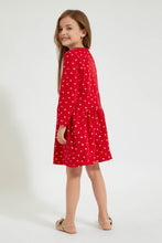 تنزيل الصورة على معرض الصور، Redtag-Red-Polka-Dot-Printed-Dress-Dresses-Girls-2 to 8 Years