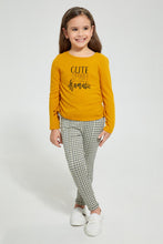 تنزيل الصورة على معرض الصور، Redtag-Mustard-Solid-Drop-Needle-T-Shirt-Long-Sleeves-Girls-2 to 8 Years