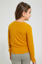 تنزيل الصورة على معرض الصور، Redtag-Mustard-Solid-Drop-Needle-T-Shirt-Long-Sleeves-Girls-2 to 8 Years