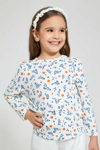 تنزيل الصورة على معرض الصور، Redtag-Cream-Printed-Floral-Drop-Needle-T-Shirt-Long-Sleeves-Girls-2 to 8 Years