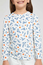تنزيل الصورة على معرض الصور، Redtag-Cream-Printed-Floral-Drop-Needle-T-Shirt-Long-Sleeves-Girls-2 to 8 Years