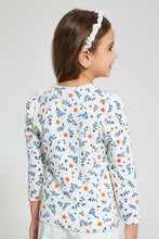 تنزيل الصورة على معرض الصور، Redtag-Cream-Printed-Floral-Drop-Needle-T-Shirt-Long-Sleeves-Girls-2 to 8 Years
