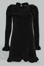 Load image into Gallery viewer, Redtag-Black-Long-Sleeve-Chenille-Dress-Dresses-Women's-