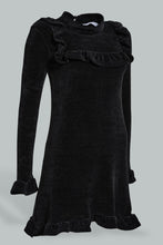 Load image into Gallery viewer, Redtag-Black-Long-Sleeve-Chenille-Dress-Dresses-Women's-