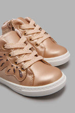 تنزيل الصورة على معرض الصور، Redtag-Pink-With-Butterfly-Trim-High-Top-Ankle-Boots-Infant-Girls-1 to 3 Years
