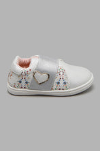 Load image into Gallery viewer, Redtag-Silver-Floral-Print-Sneaker-Character,-Colour:Silver,-Filter:Girls-Footwear-(1-to-3-Yrs),-ING-Casual-Shoes,-New-In,-New-In-ING-FOO,-Non-Sale,-W21B-Infant-Girls-1 to 3 Years