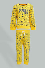 تنزيل الصورة على معرض الصور، Redtag-Mustard-Roar-Printed-Sweatshirt-With-Track-Active-Jog-Set-Colour:Mustard,-Filter:Infant-Boys-(3-to-24-Mths),-Infant-Boys-Sets,-New-In,-New-In-INB,-Non-Sale,-Section:Kidswear,-W21B-Infant-Boys-3 to 24 Months