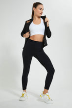 Load image into Gallery viewer, Redtag-Black-Zip-Up-Sweatshirt-Colour:Black,-Filter:Women's-Clothing,-New-In,-New-In-Women,-Non-Sale,-Section:Women,-W21B,-Women-Sweatshirts-Women's-