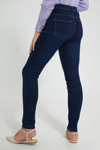 Load image into Gallery viewer, Redtag-Dark-Wash-Skinny-Knitted-Jean-Jeans-Skinny-Fit-Senior-Girls-9 to 14 Years
