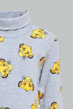 تنزيل الصورة على معرض الصور، Redtag-Grey-Simba-Printed-High-Neck-Tshirt-Long-Sleeves-Infant-Boys-3 to 24 Months