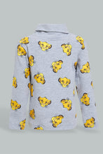 تنزيل الصورة على معرض الصور، Redtag-Grey-Simba-Printed-High-Neck-Tshirt-Long-Sleeves-Infant-Boys-3 to 24 Months