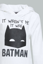 Load image into Gallery viewer, Redtag-White-Batman-Hoody-Tshirt-Long-Sleeves-Infant-Boys-3 to 24 Months