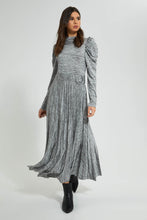 Load image into Gallery viewer, Redtag-Grey-Belted-Pleated-Skirt-Midi-Dress-Dresses-Women's-