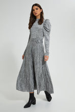 Load image into Gallery viewer, Redtag-Grey-Belted-Pleated-Skirt-Midi-Dress-Dresses-Women's-