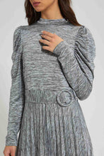 Load image into Gallery viewer, Redtag-Grey-Belted-Pleated-Skirt-Midi-Dress-Dresses-Women's-
