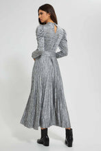 Load image into Gallery viewer, Redtag-Grey-Belted-Pleated-Skirt-Midi-Dress-Dresses-Women's-