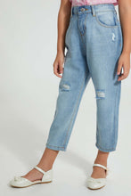 Load image into Gallery viewer, Redtag-Light-Wash-Distressed-Jean-Jeans-Baggy-Fit-Girls-2 to 8 Years