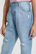 Load image into Gallery viewer, Redtag-Light-Wash-Distressed-Jean-Jeans-Baggy-Fit-Girls-2 to 8 Years