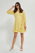 Load image into Gallery viewer, Redtag-Print-Wrap-Skater-Short-Dress-Dresses-Women's-