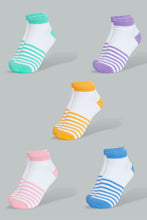 Load image into Gallery viewer, Redtag-Assorted-Stripe-Printed-Ankle-Socks-(5-Pack)-Ankle-Socks-Women's-
