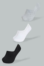 Load image into Gallery viewer, Redtag-White/Black/Grey-Melange-Plain-Invisible-Socks-(3-Pack)-Invisible-Women's-