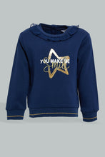 تنزيل الصورة على معرض الصور، Redtag-Navy-Frilled-Neck-Jogsuit-Colour:Navy,-Filter:Infant-Girls-(3-to-24-Mths),-Infant-Girls-Sets,-New-In,-New-In-ING,-Non-Sale,-Section:Kidswear,-W21B-Infant-Girls-3 to 24 Months