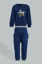 تنزيل الصورة على معرض الصور، Redtag-Navy-Frilled-Neck-Jogsuit-Colour:Navy,-Filter:Infant-Girls-(3-to-24-Mths),-Infant-Girls-Sets,-New-In,-New-In-ING,-Non-Sale,-Section:Kidswear,-W21B-Infant-Girls-3 to 24 Months
